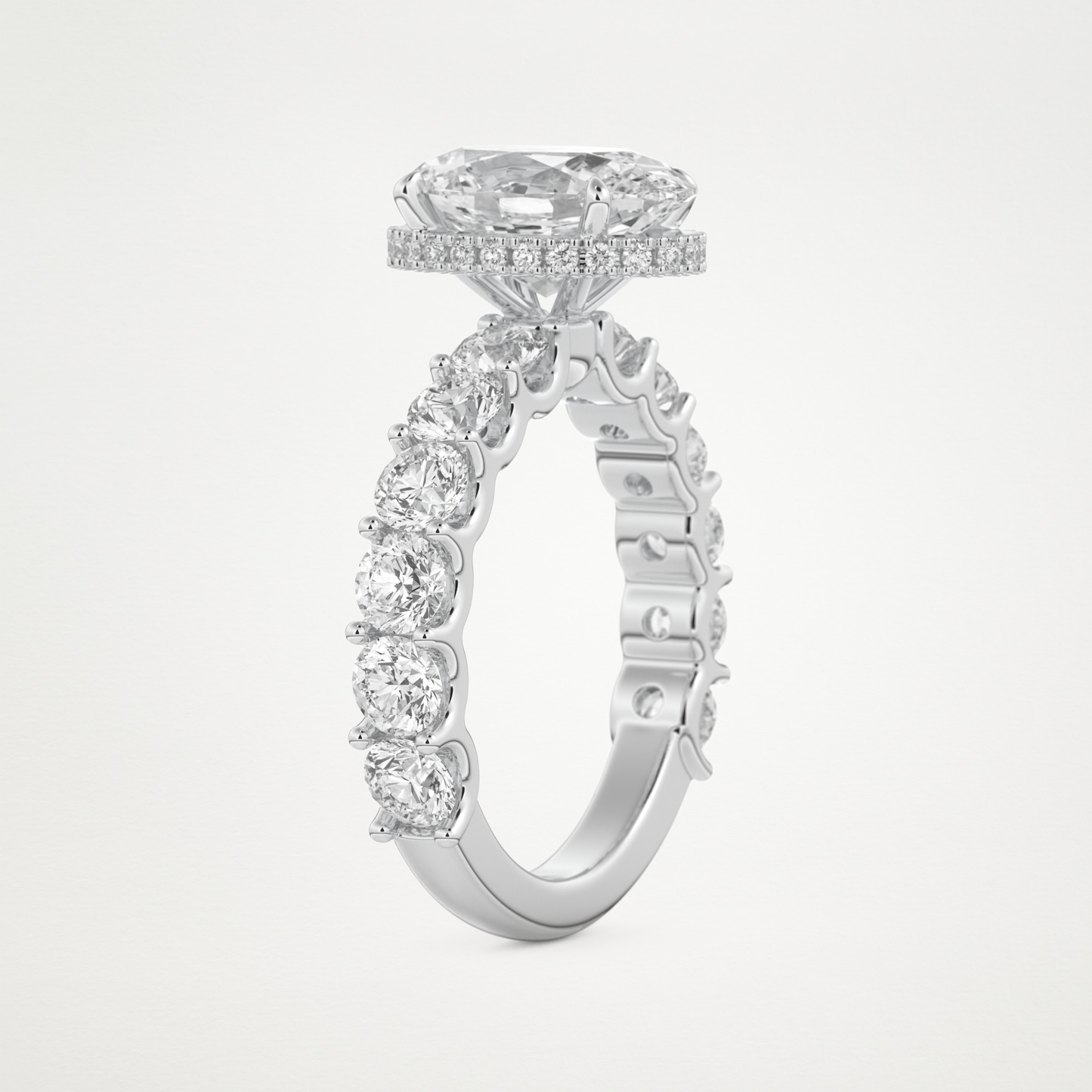 Oval Pave & Hidden Halo Lab Grown Diamond Engagement Ring