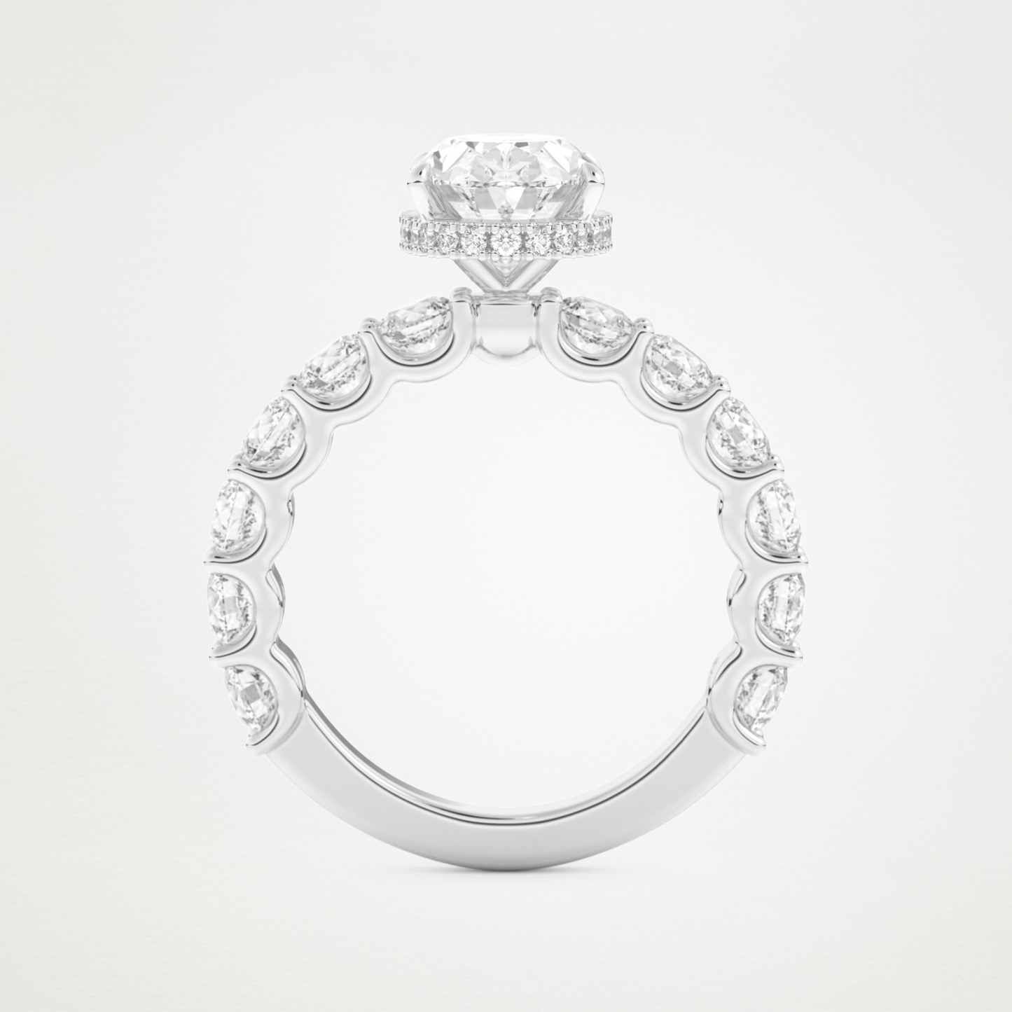 Oval Pave & Hidden Halo Lab Grown Diamond Engagement Ring