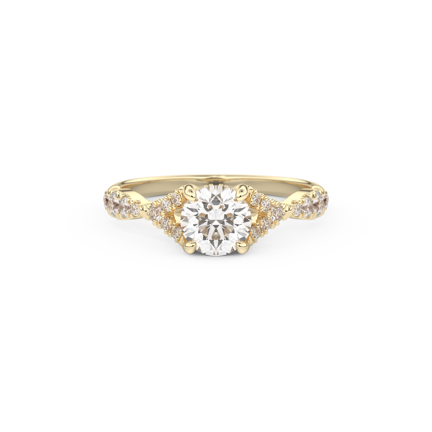 Round Pave & Split Shank Lab Grown Diamond Engagement Ring