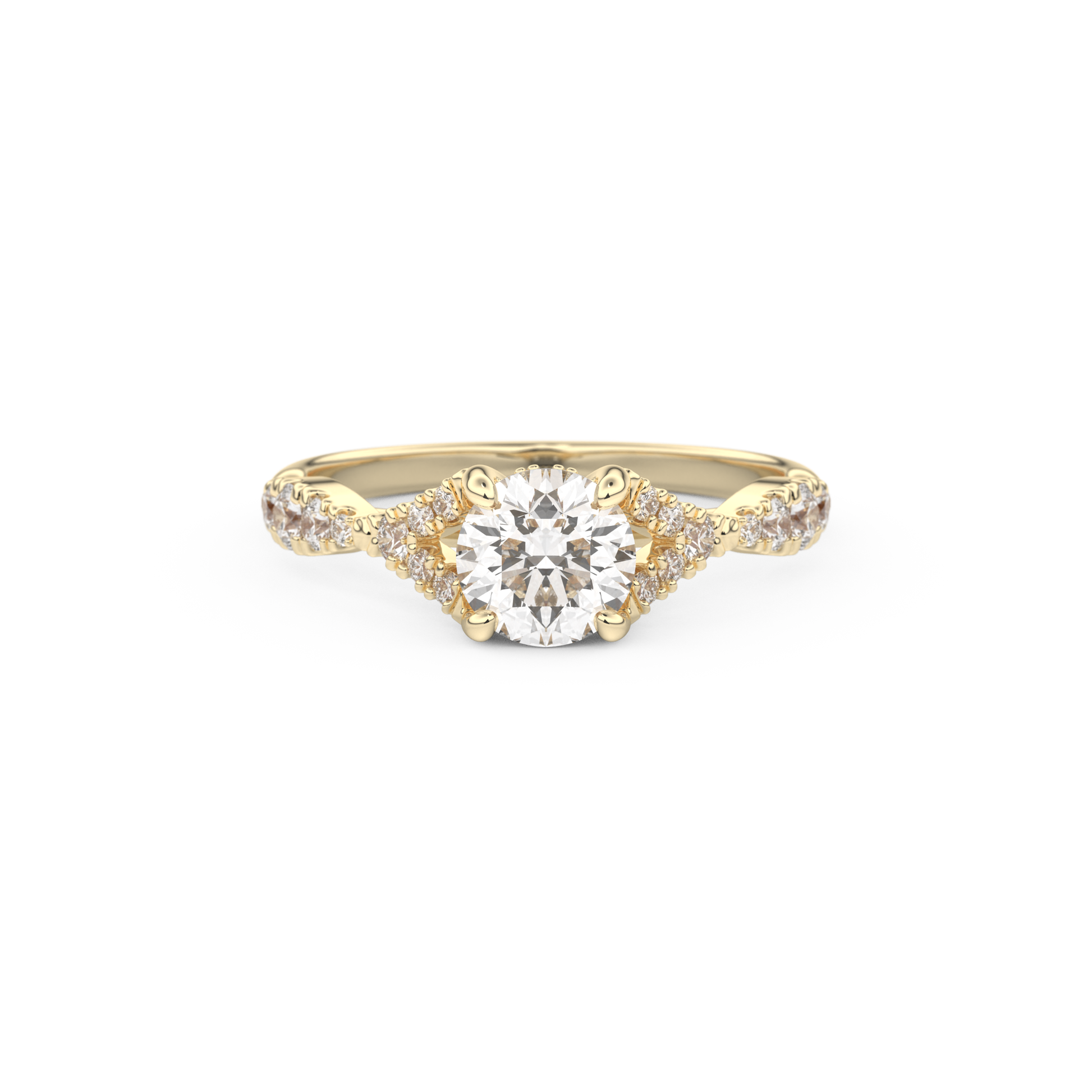 Round Pave & Split Shank Lab Grown Diamond Engagement Ring