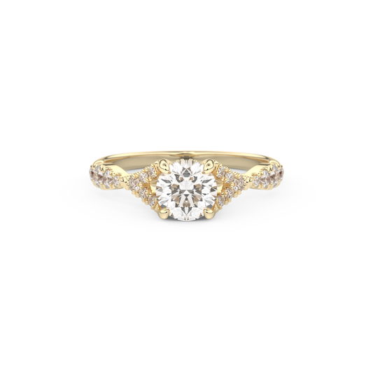 Round Pave & Split Shank Lab Grown Diamond Engagement Ring