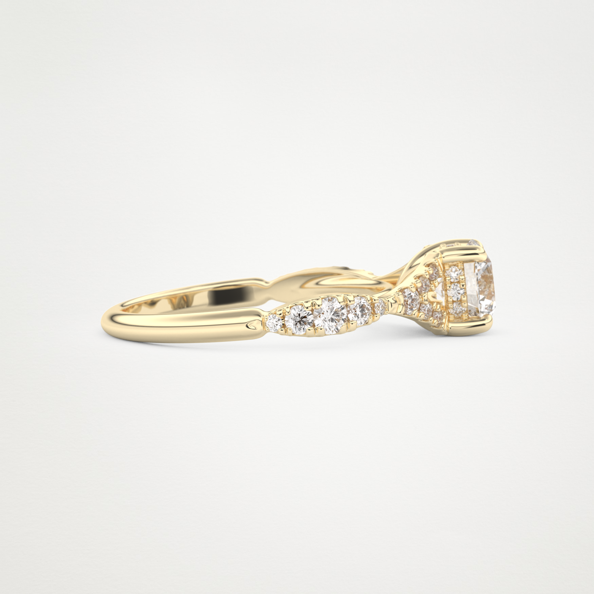 Round Pave & Split Shank Lab Grown Diamond Engagement Ring