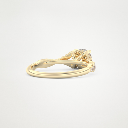 Round Pave & Split Shank Lab Grown Diamond Engagement Ring