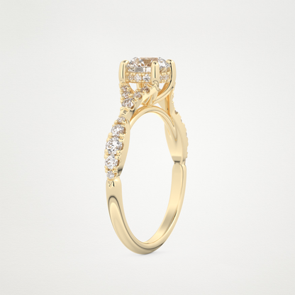 Round Pave & Split Shank Lab Grown Diamond Engagement Ring