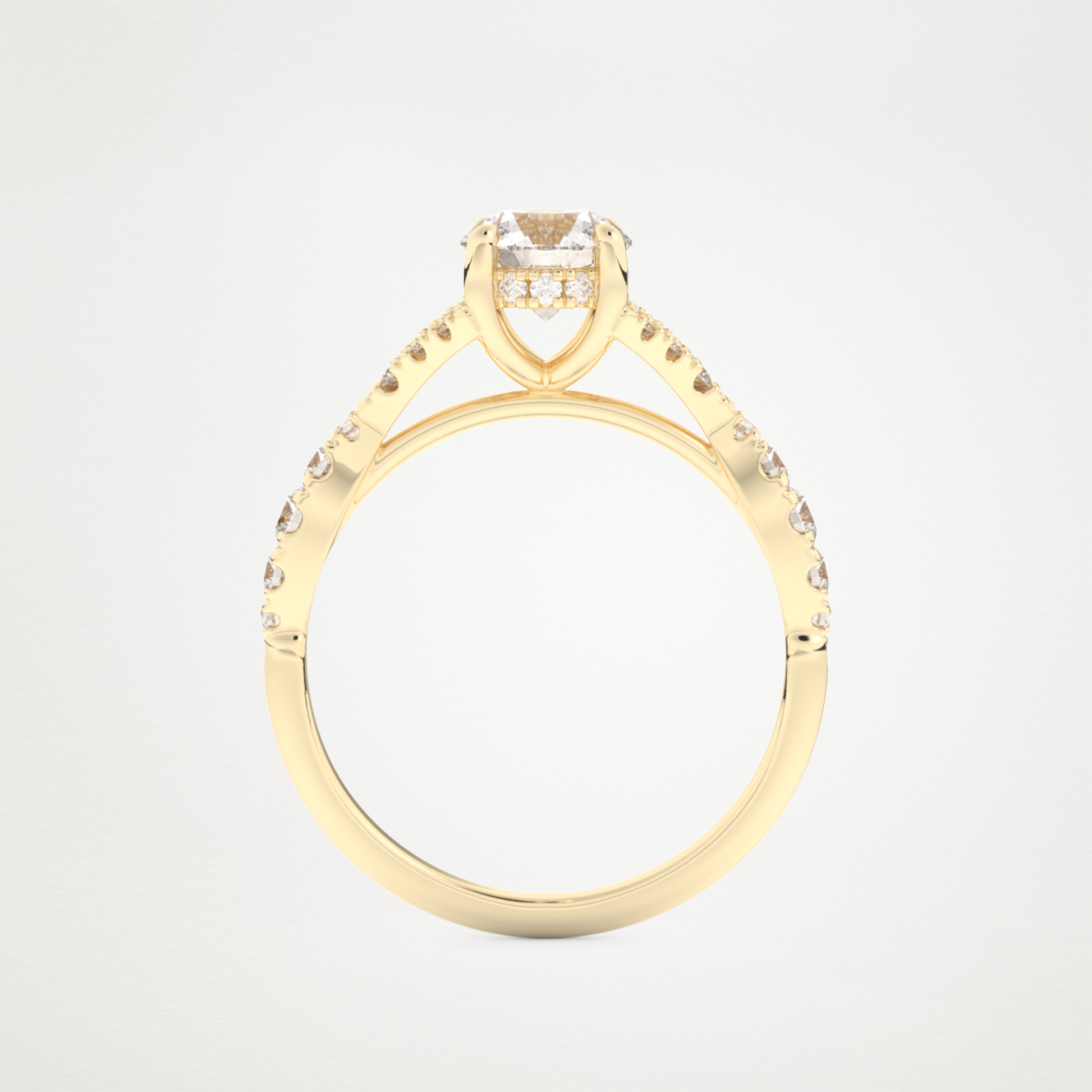 Round Pave & Split Shank Lab Grown Diamond Engagement Ring