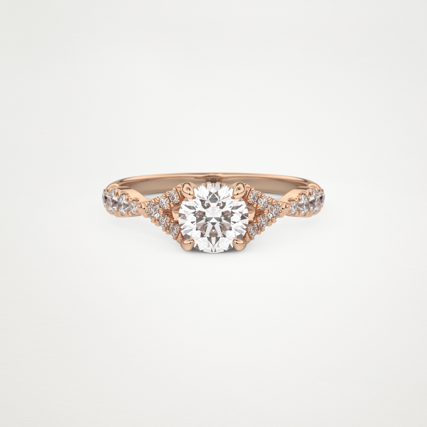 Round Pave & Split Shank Lab Grown Diamond Engagement Ring