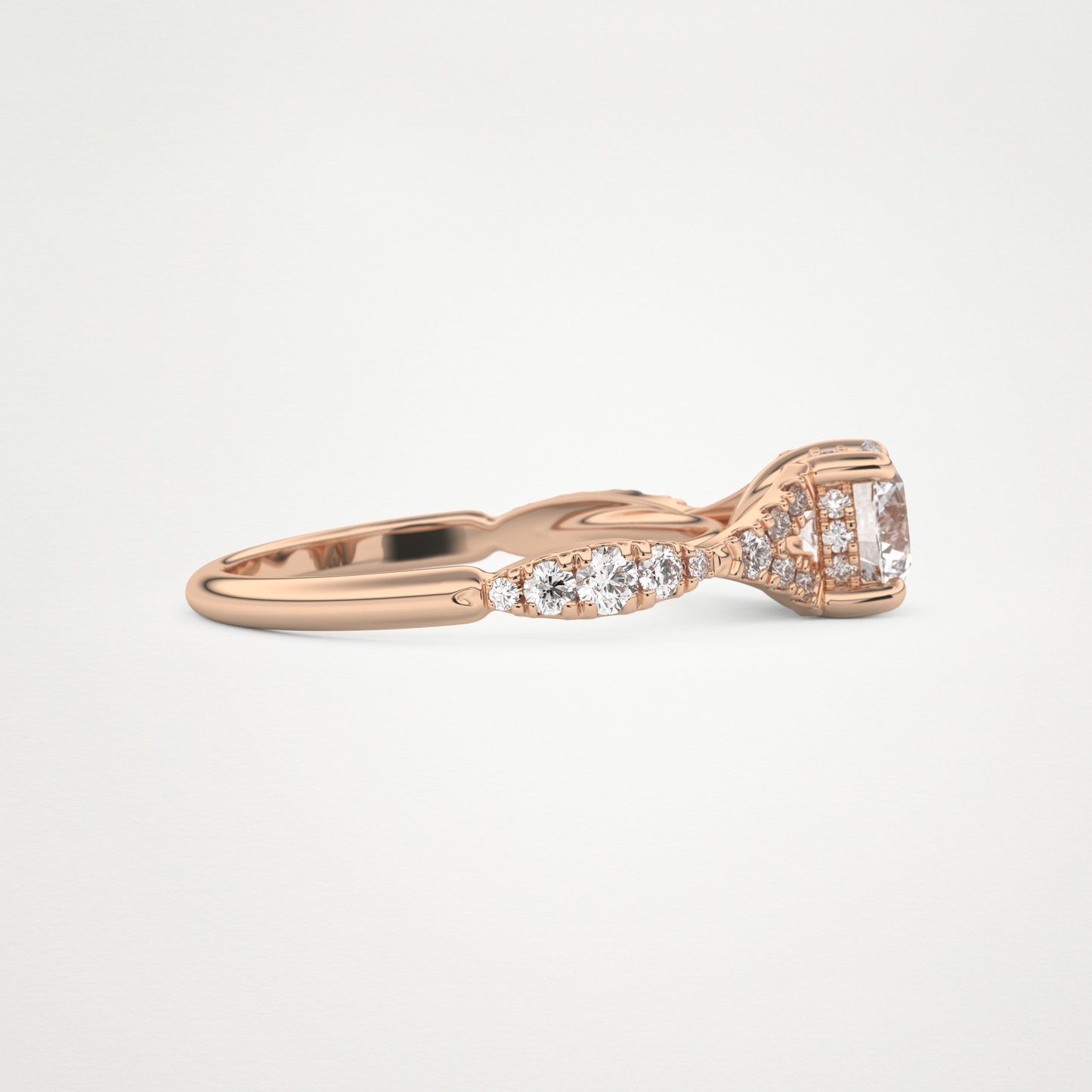 Round Pave & Split Shank Lab Grown Diamond Engagement Ring