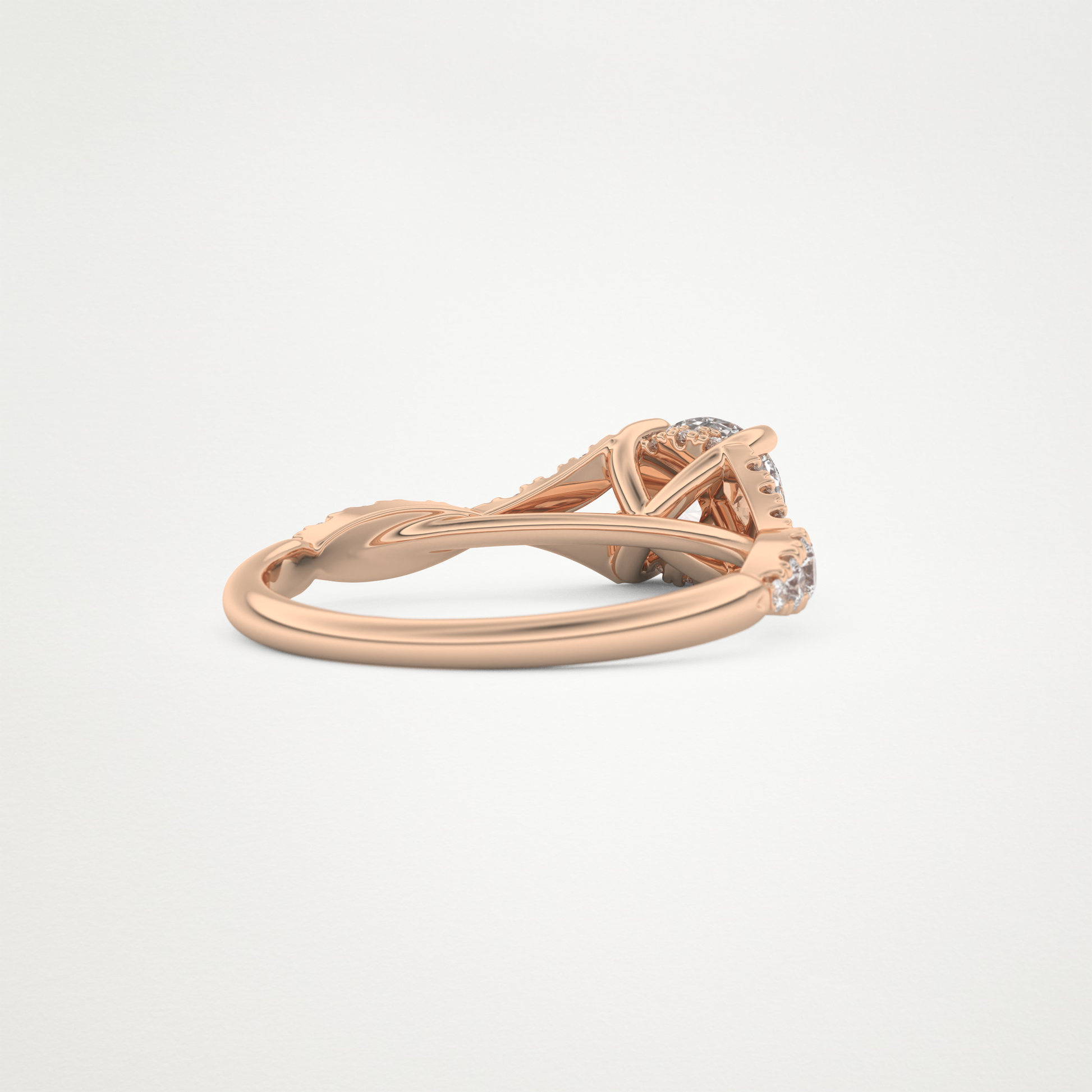 Round Pave & Split Shank Lab Grown Diamond Engagement Ring