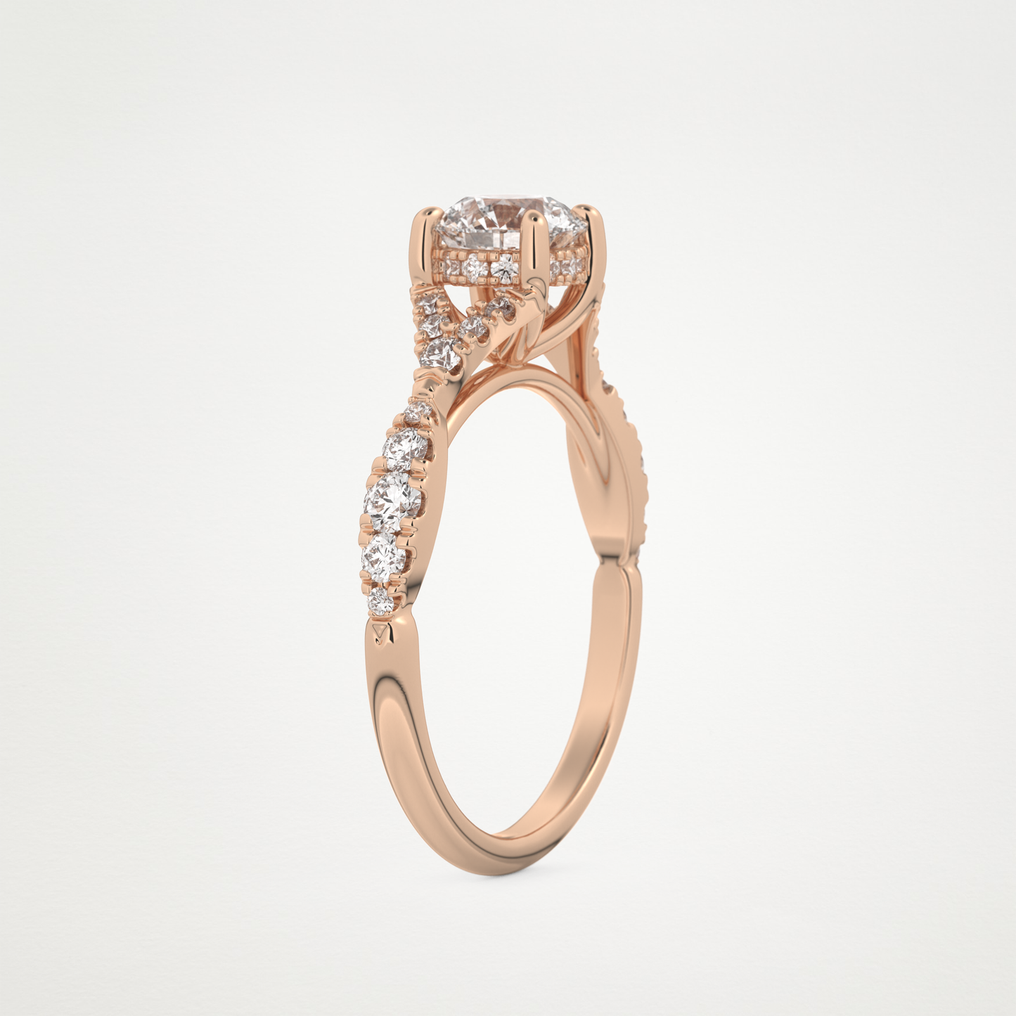 Round Pave & Split Shank Lab Grown Diamond Engagement Ring