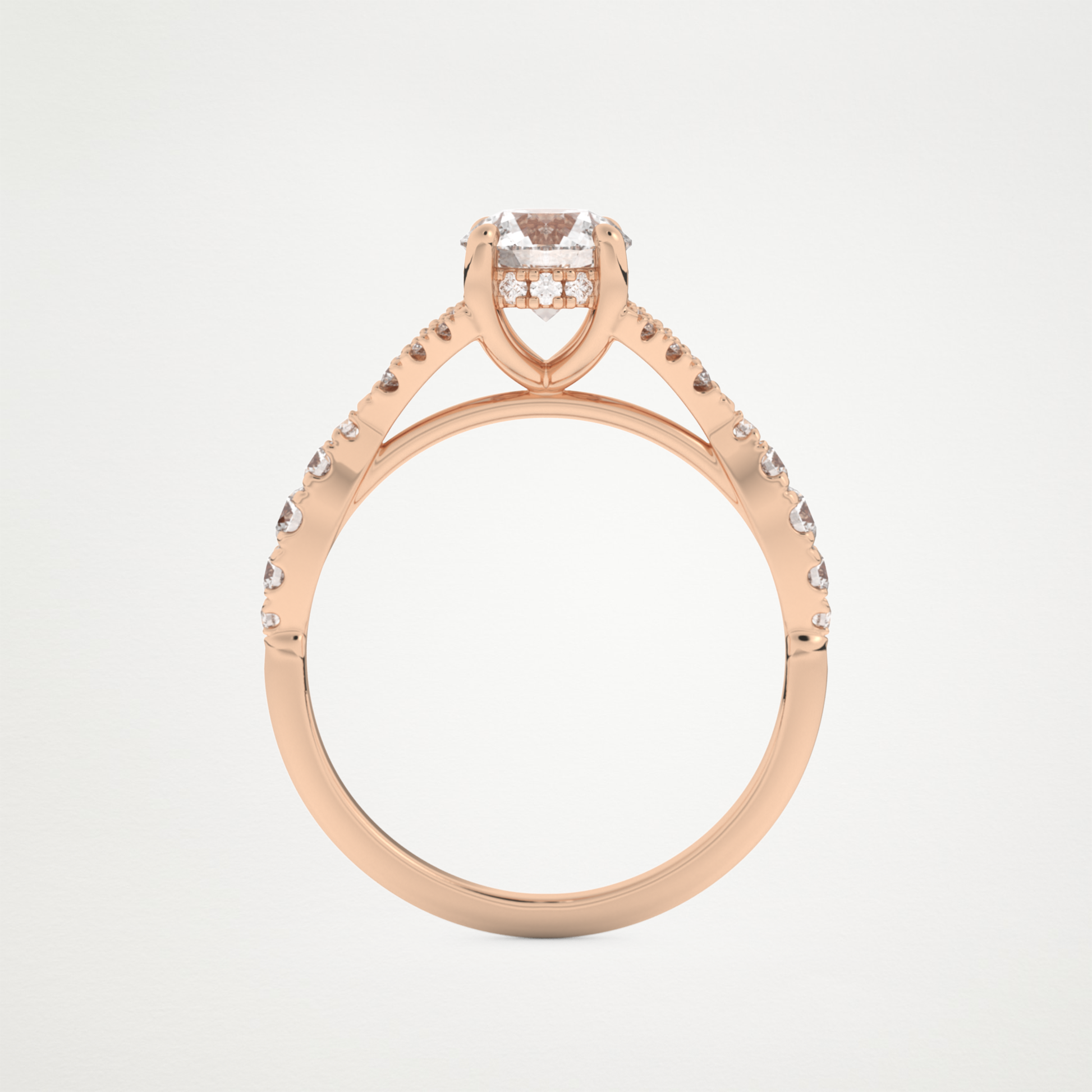 Round Pave & Split Shank Lab Grown Diamond Engagement Ring