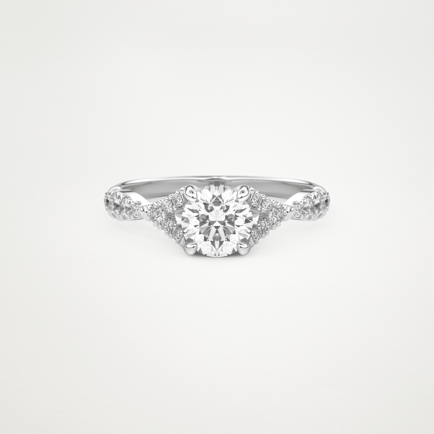 Round Pave & Split Shank Lab Grown Diamond Engagement Ring