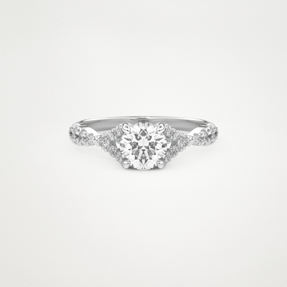 Round Pave & Split Shank Lab Grown Diamond Engagement Ring