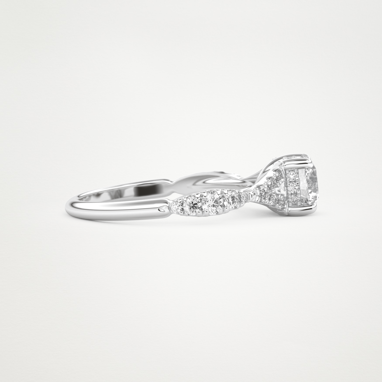 Round Pave & Split Shank Lab Grown Diamond Engagement Ring