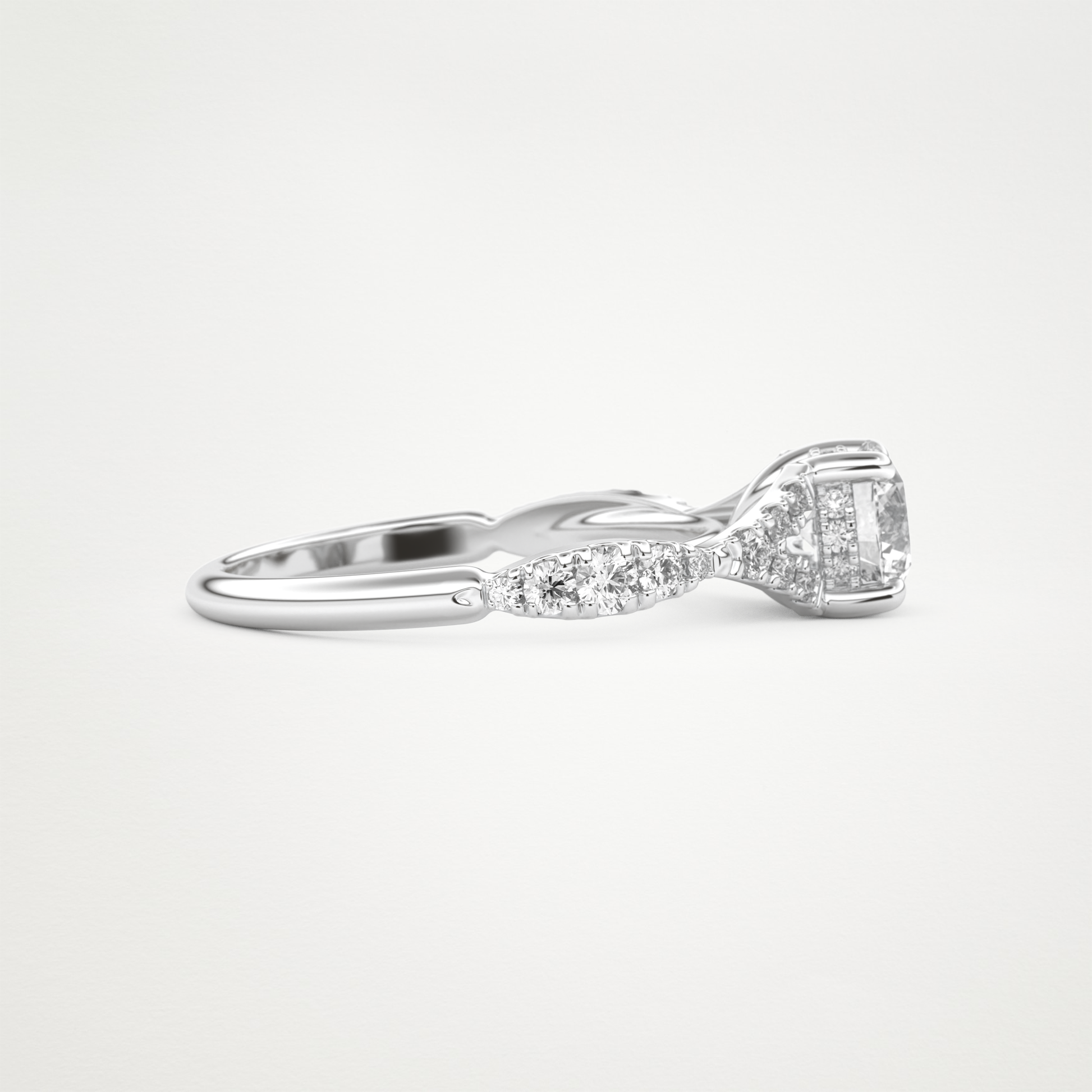 Round Pave & Split Shank Lab Grown Diamond Engagement Ring