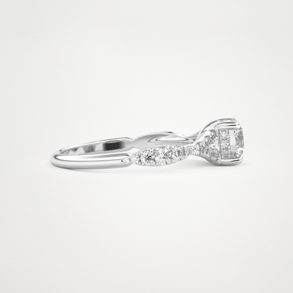 Round Pave & Split Shank Lab Grown Diamond Engagement Ring