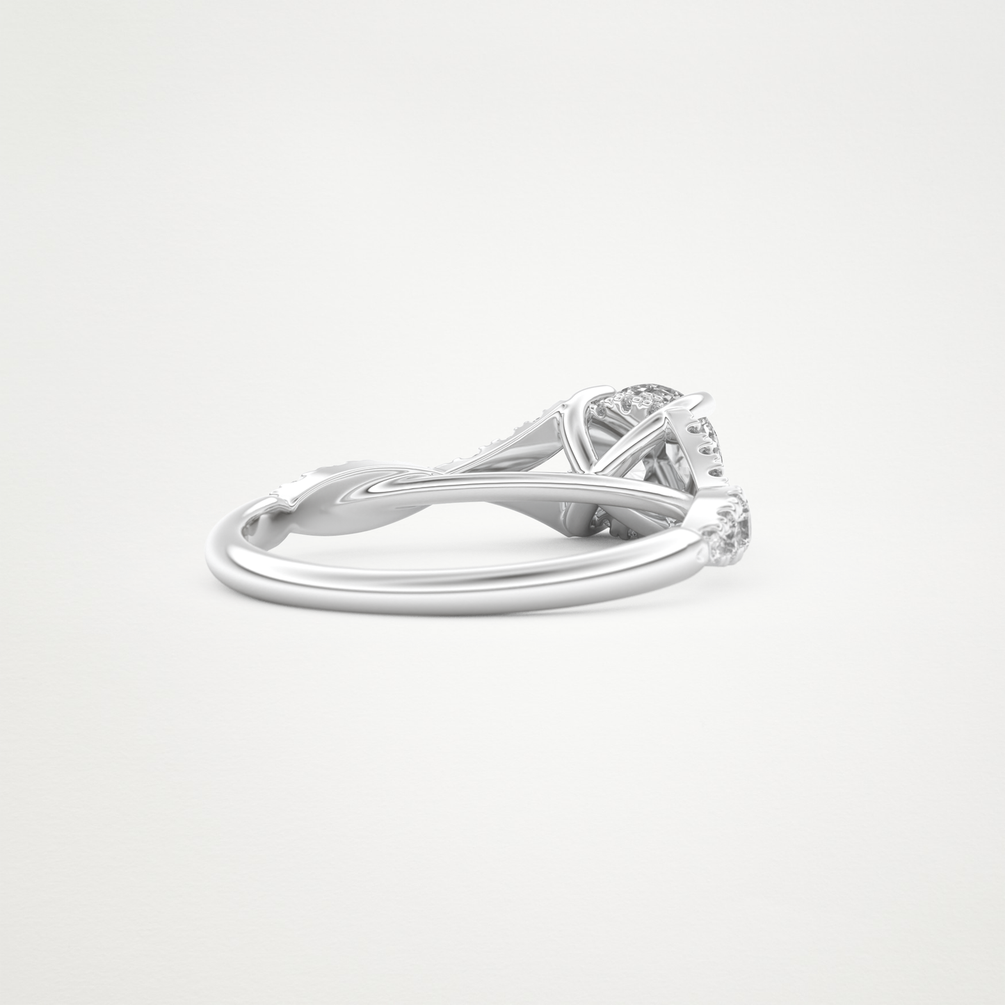 Round Pave & Split Shank Lab Grown Diamond Engagement Ring