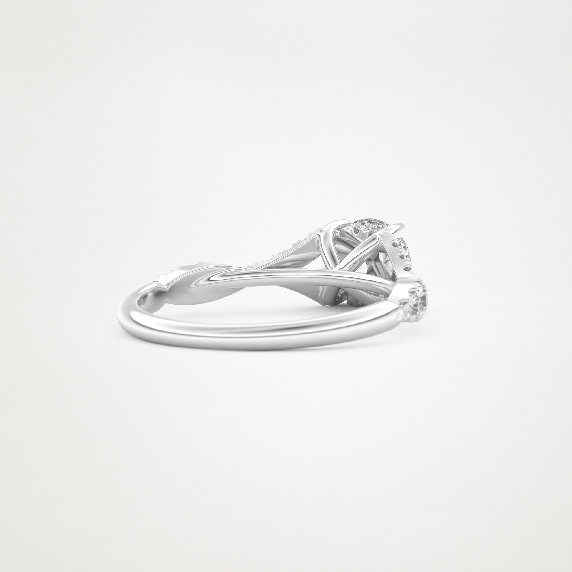Round Pave & Split Shank Lab Grown Diamond Engagement Ring