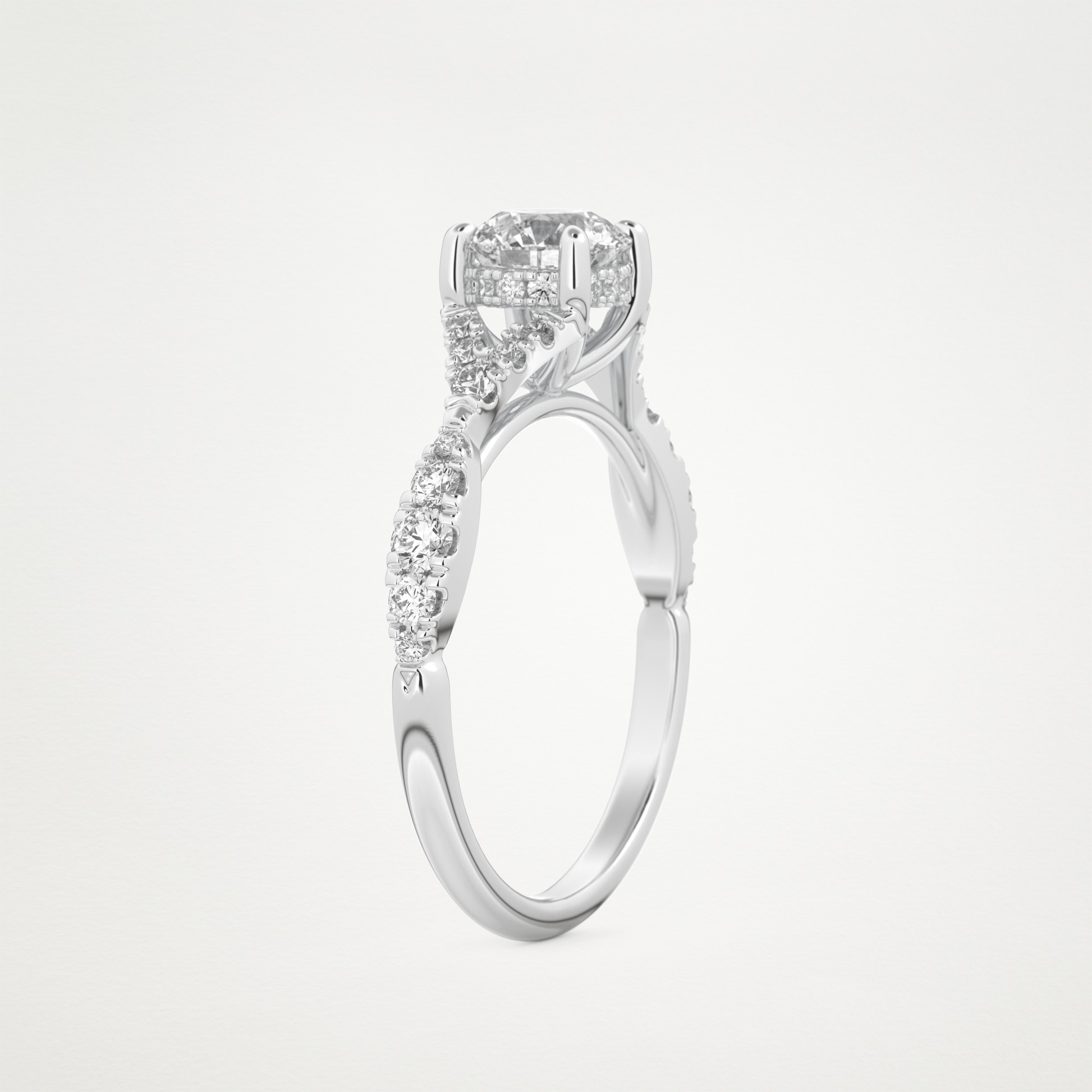 Round Pave & Split Shank Lab Grown Diamond Engagement Ring