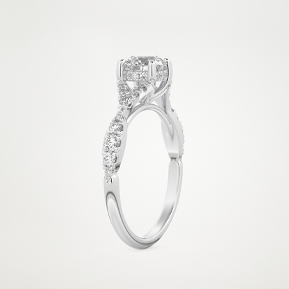 Round Pave & Split Shank Lab Grown Diamond Engagement Ring