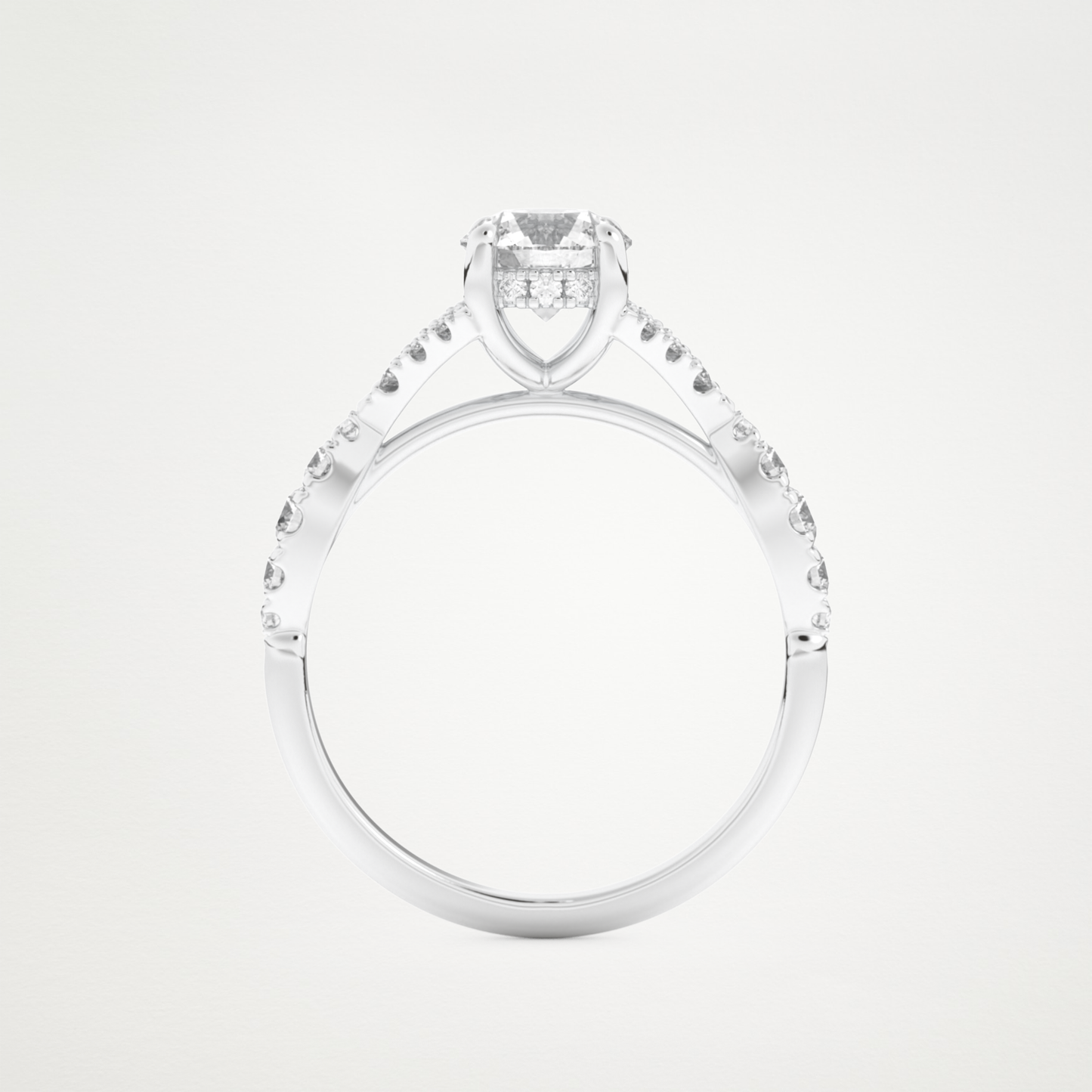 Round Pave & Split Shank Lab Grown Diamond Engagement Ring