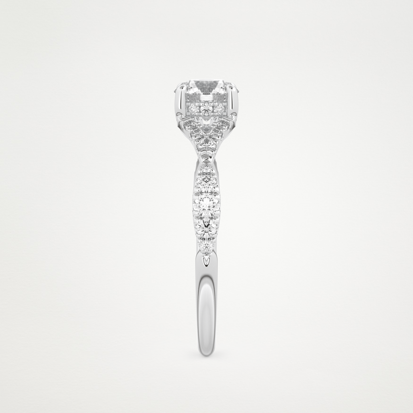Round Pave & Split Shank Lab Grown Diamond Engagement Ring