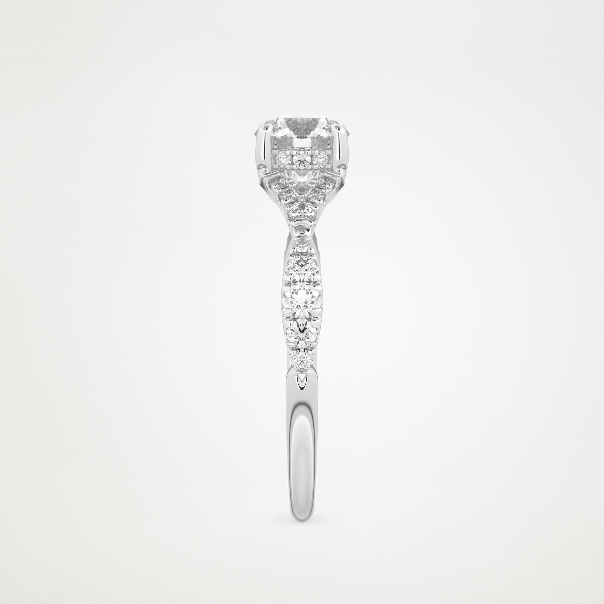 Round Pave & Split Shank Lab Grown Diamond Engagement Ring