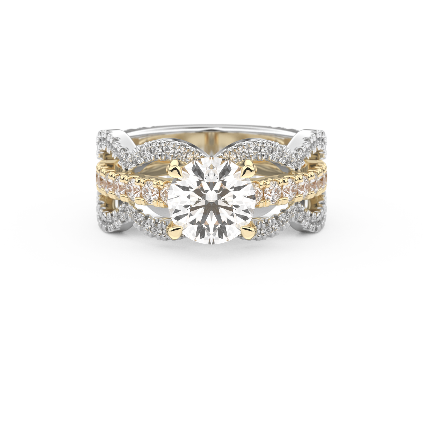 Round Triple Pave Lab Grown Diamond Engagement Ring