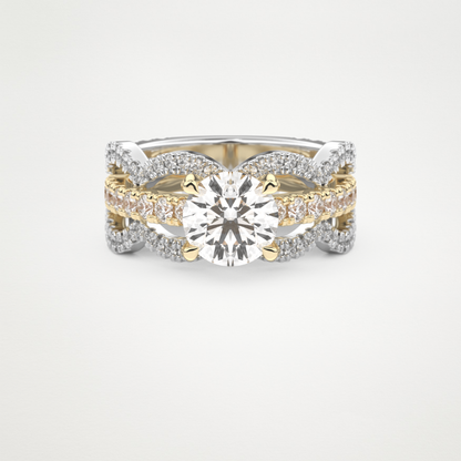 Round Triple Pave Lab Grown Diamond Engagement Ring