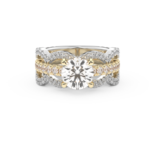 Round Triple Pave Lab Grown Diamond Engagement Ring