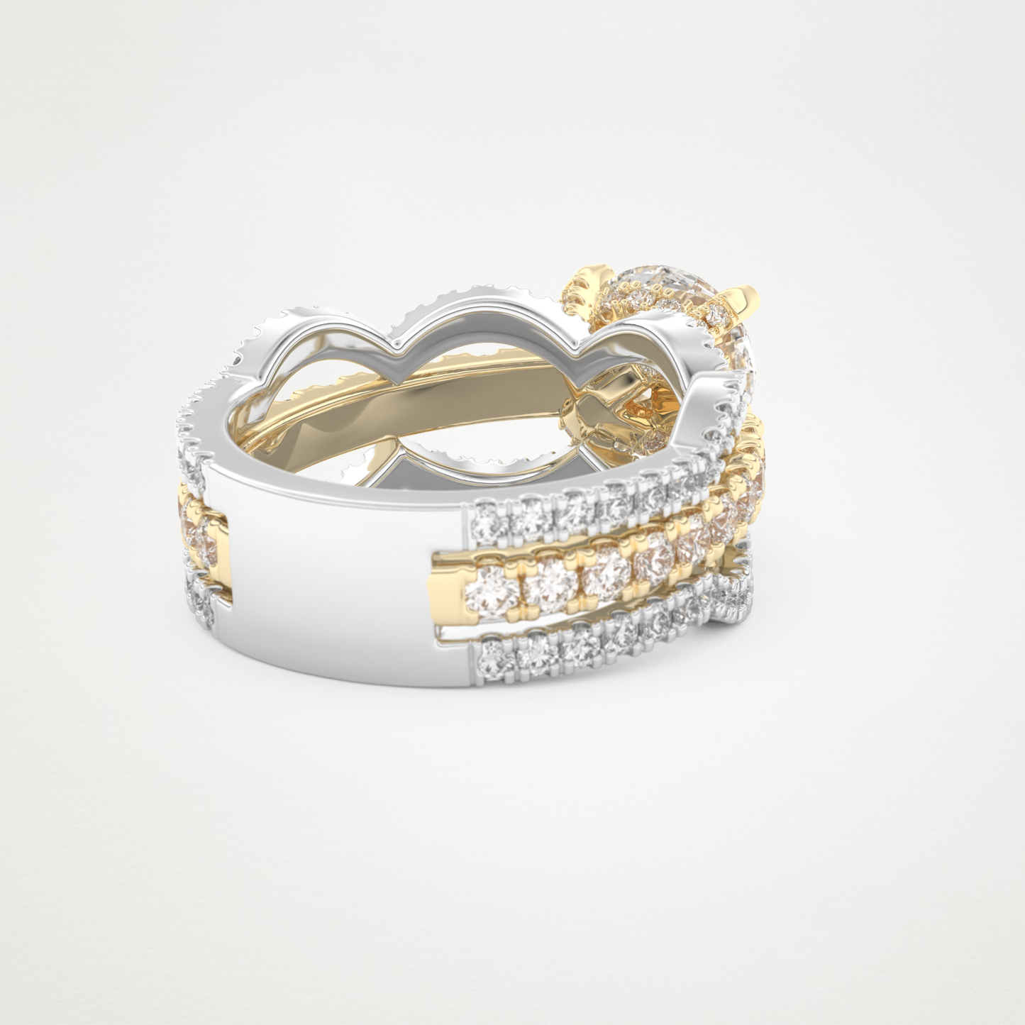 Round Triple Pave Lab Grown Diamond Engagement Ring