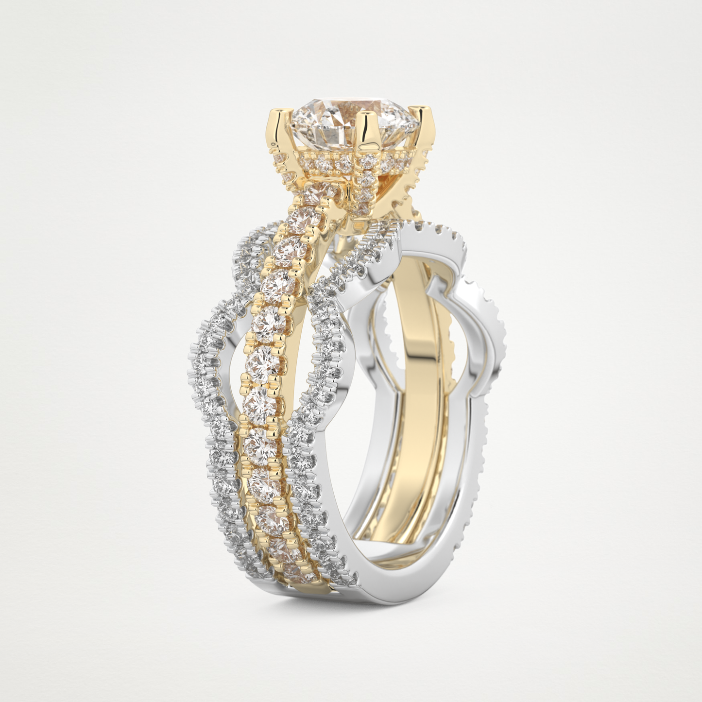 Round Triple Pave Lab Grown Diamond Engagement Ring