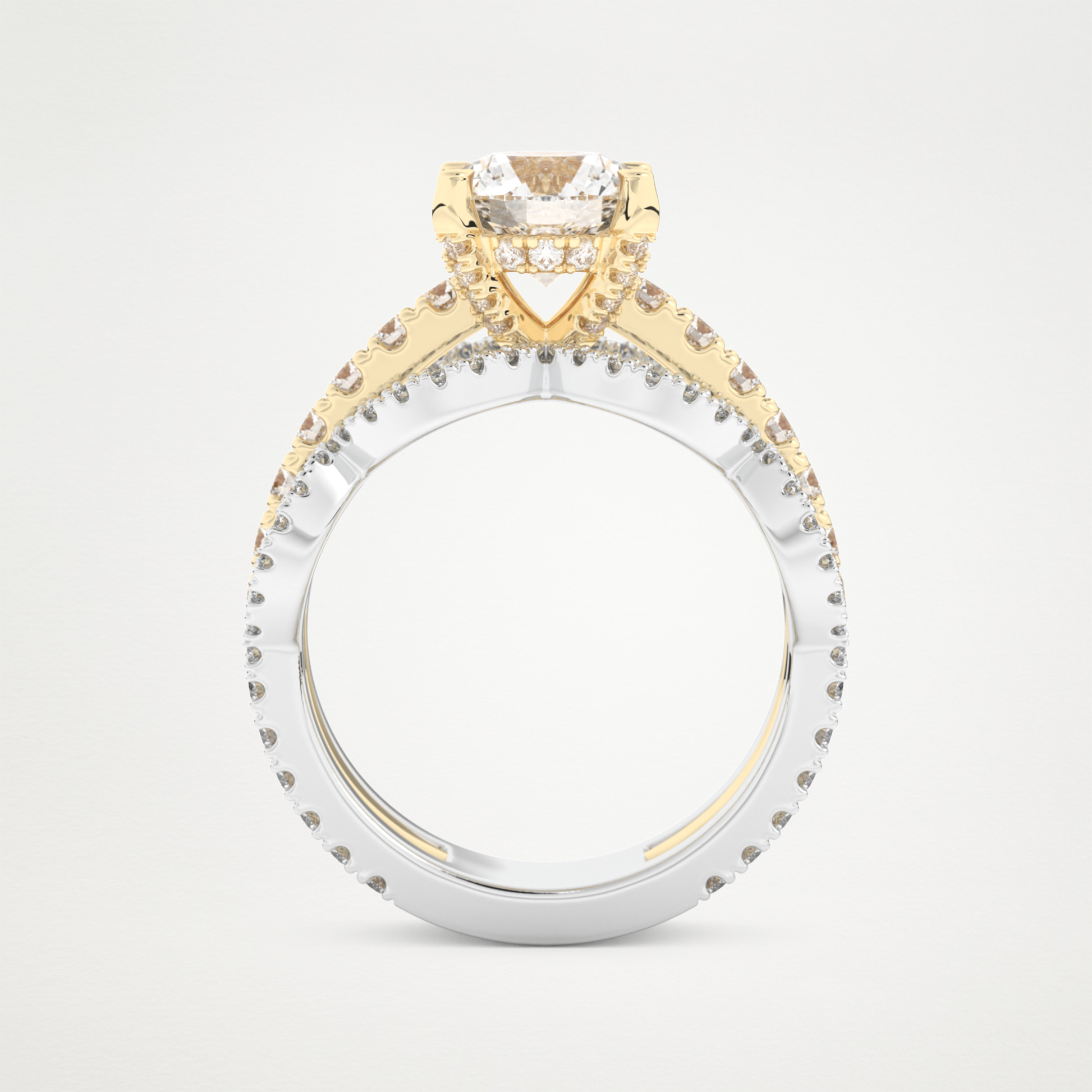 Round Triple Pave Lab Grown Diamond Engagement Ring