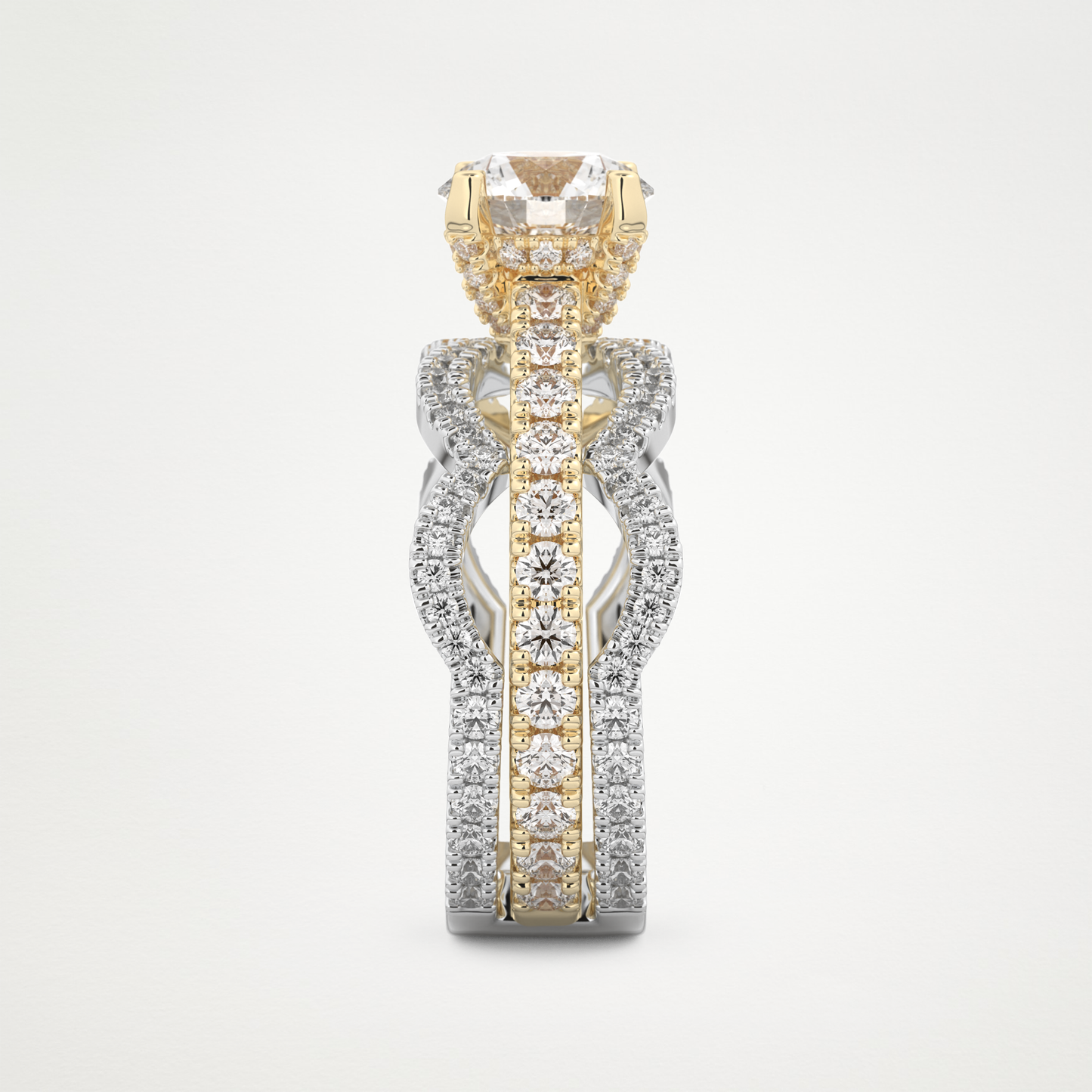 Round Triple Pave Lab Grown Diamond Engagement Ring