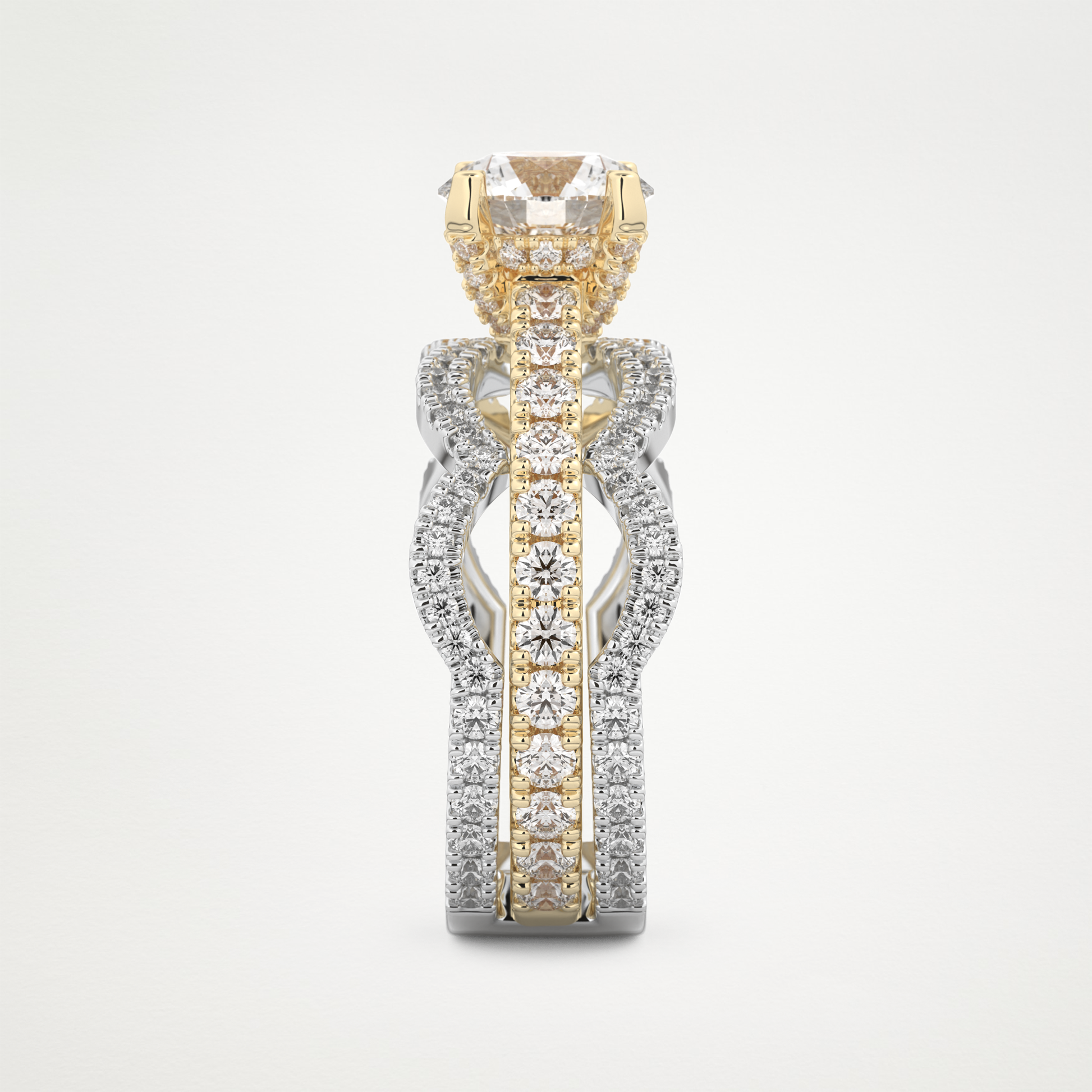 Round Triple Pave Lab Grown Diamond Engagement Ring