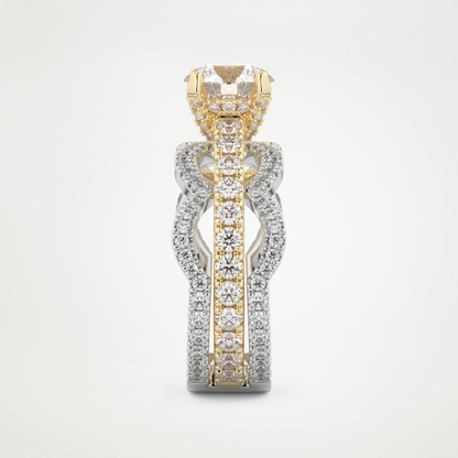 Round Triple Pave Lab Grown Diamond Engagement Ring