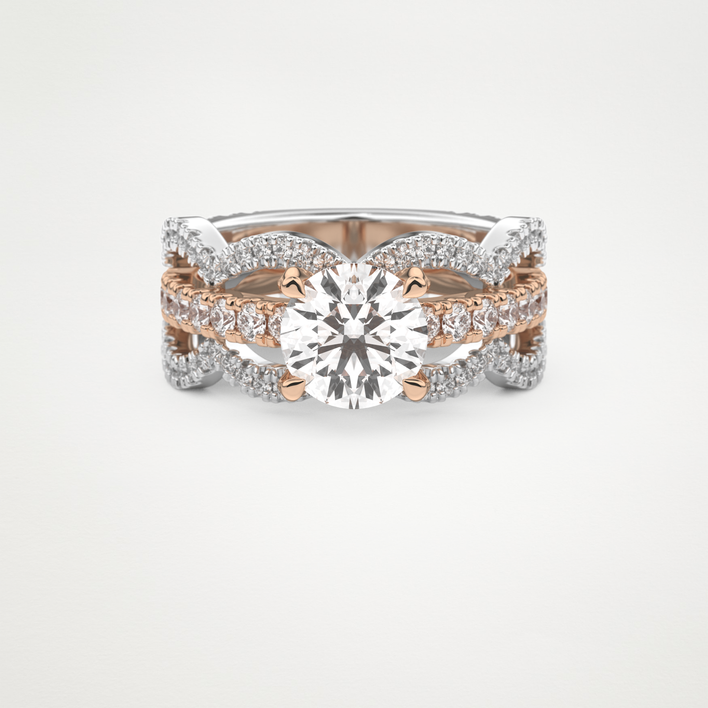 Round Triple Pave Lab Grown Diamond Engagement Ring