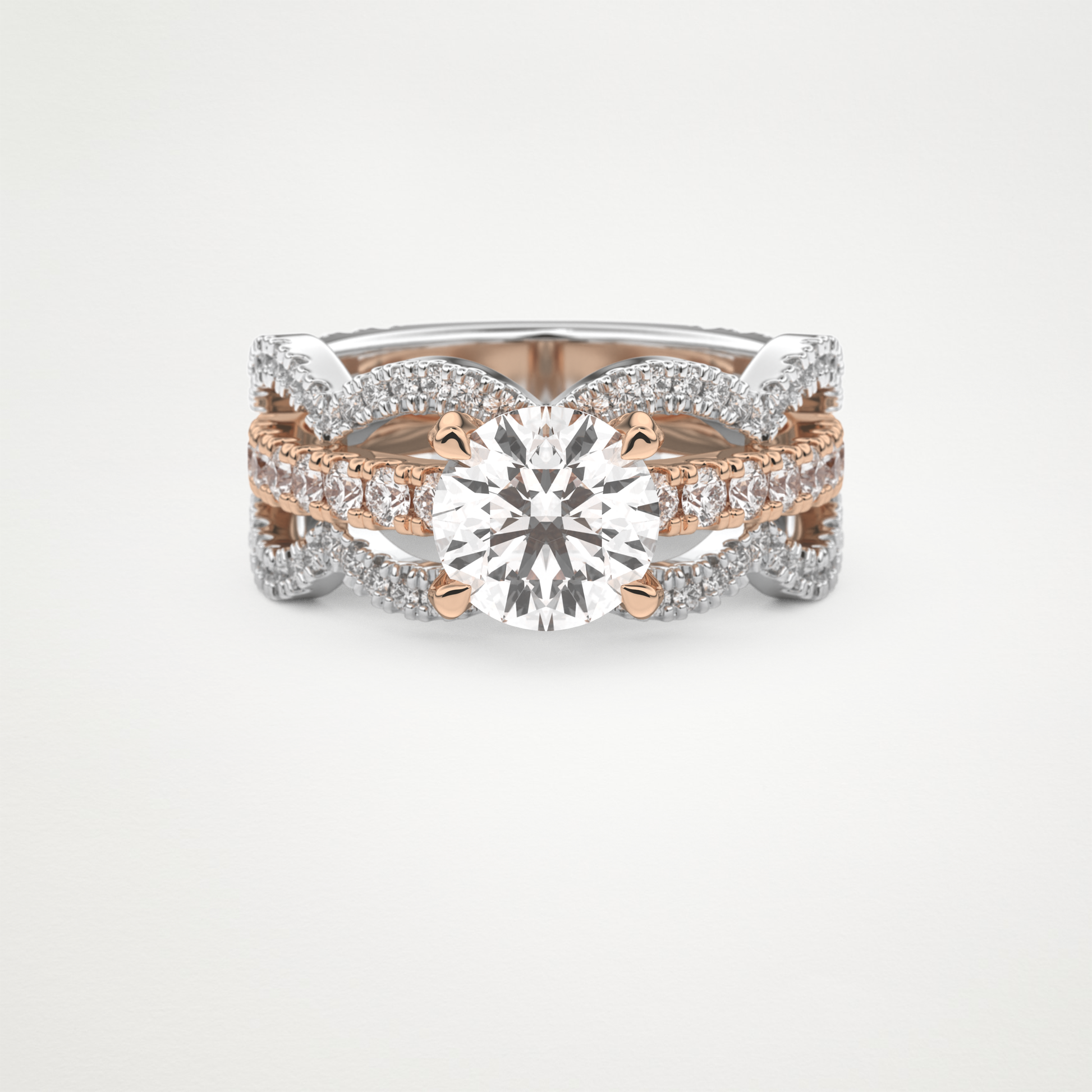 Round Triple Pave Lab Grown Diamond Engagement Ring