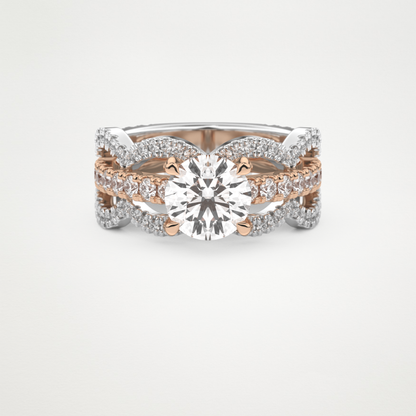 Round Triple Pave Lab Grown Diamond Engagement Ring