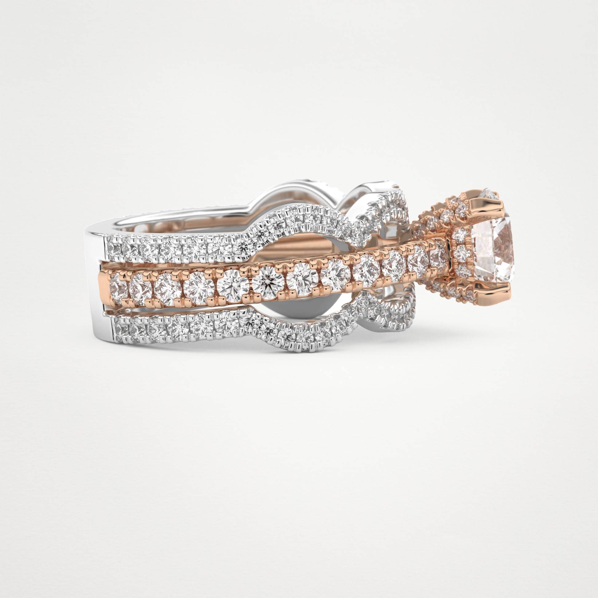 Round Triple Pave Lab Grown Diamond Engagement Ring