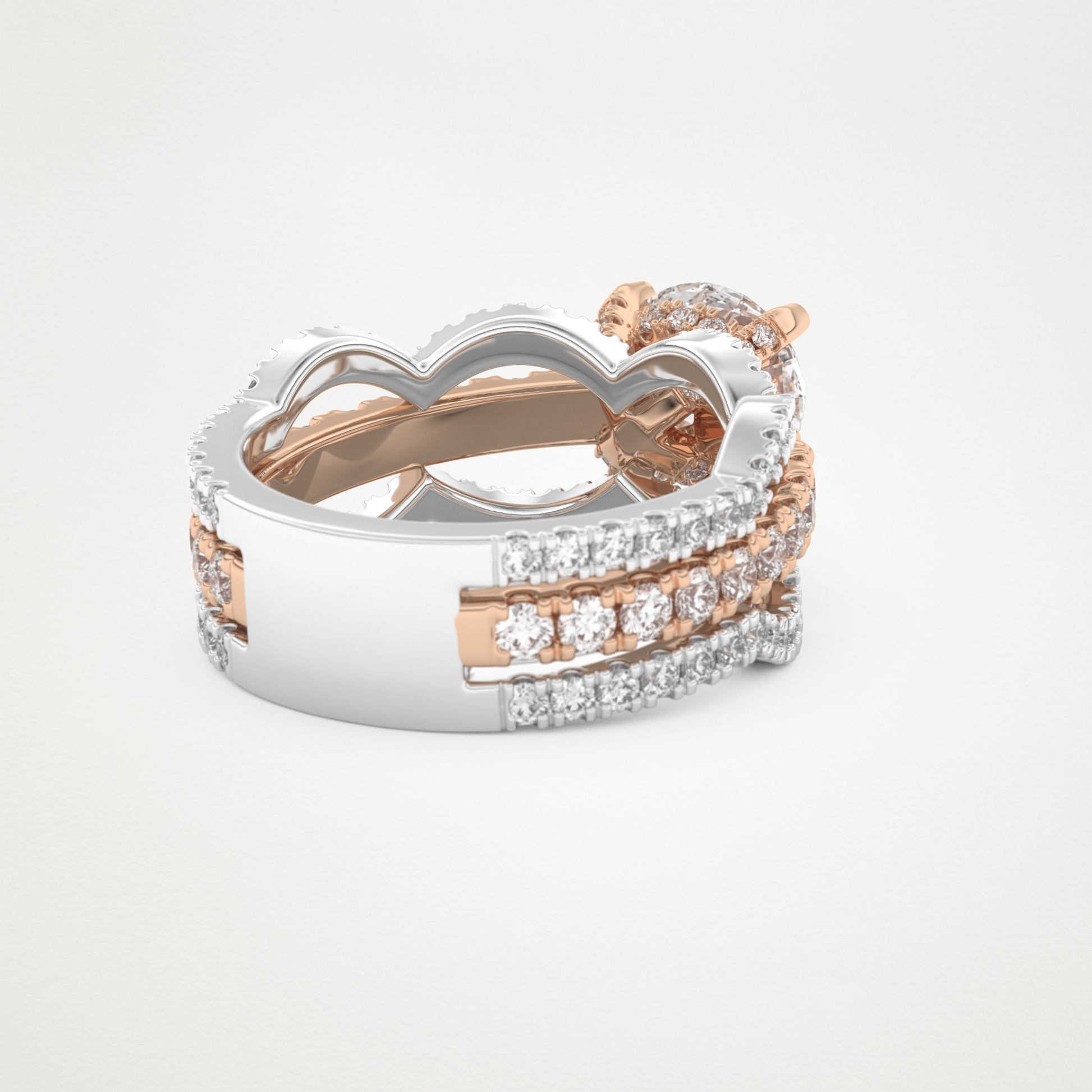 Round Triple Pave Lab Grown Diamond Engagement Ring