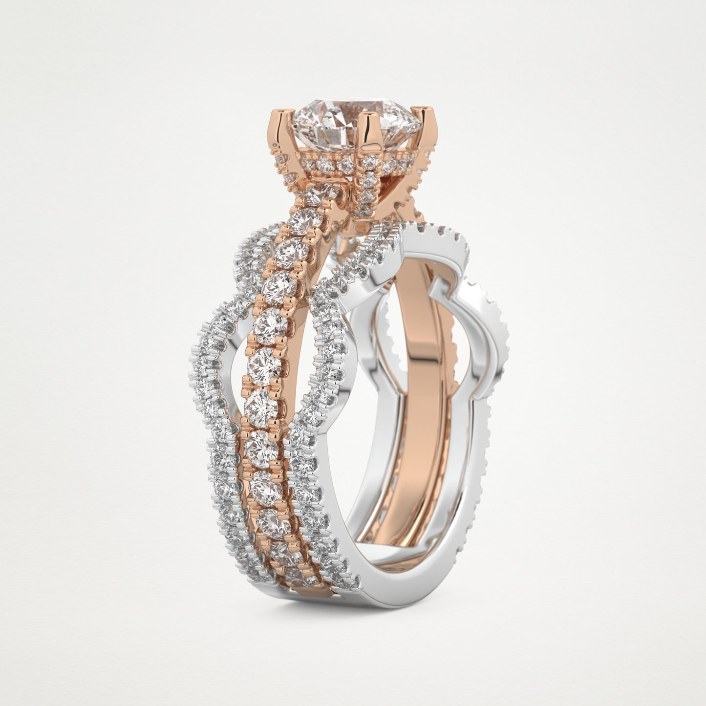 Round Triple Pave Lab Grown Diamond Engagement Ring