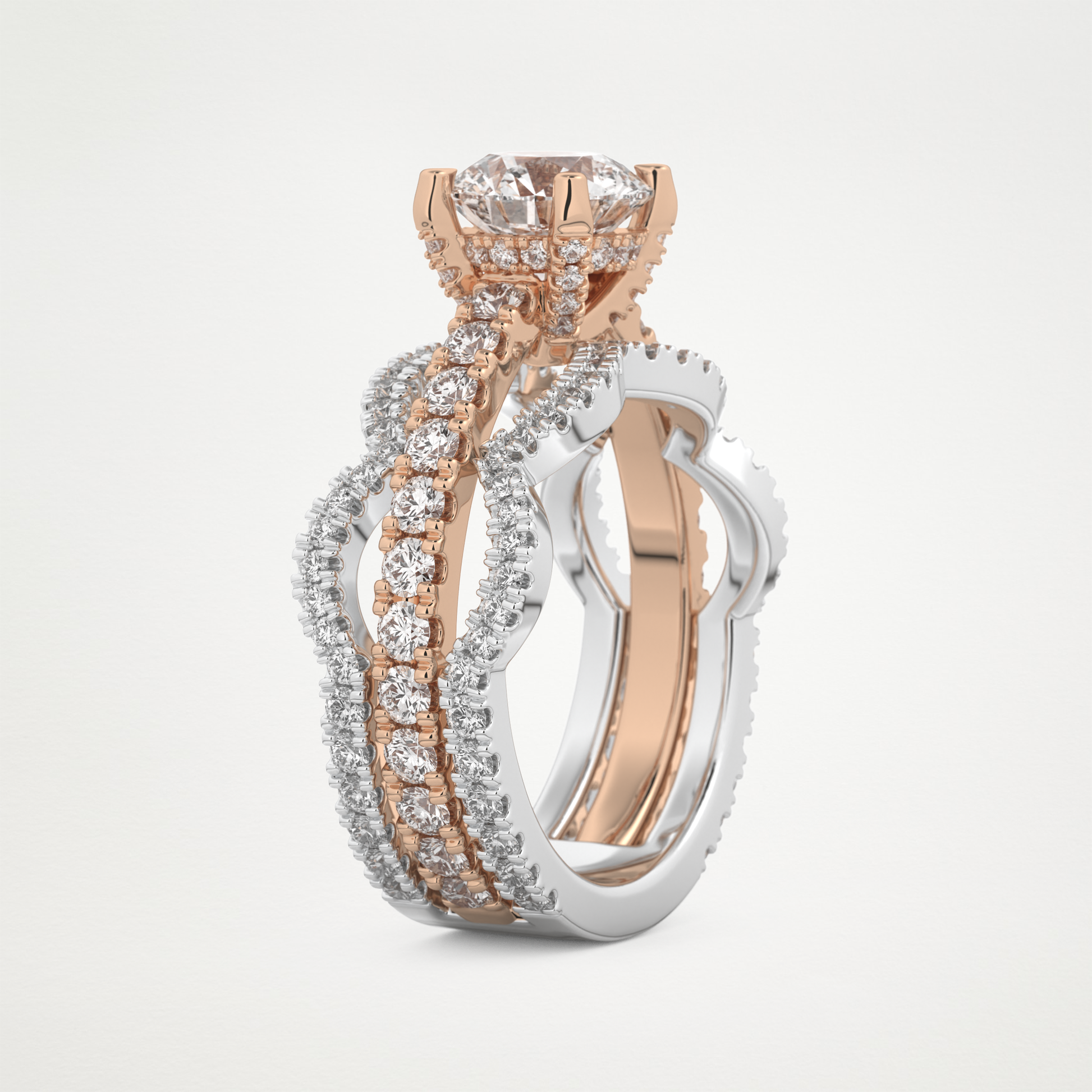 Round Triple Pave Lab Grown Diamond Engagement Ring