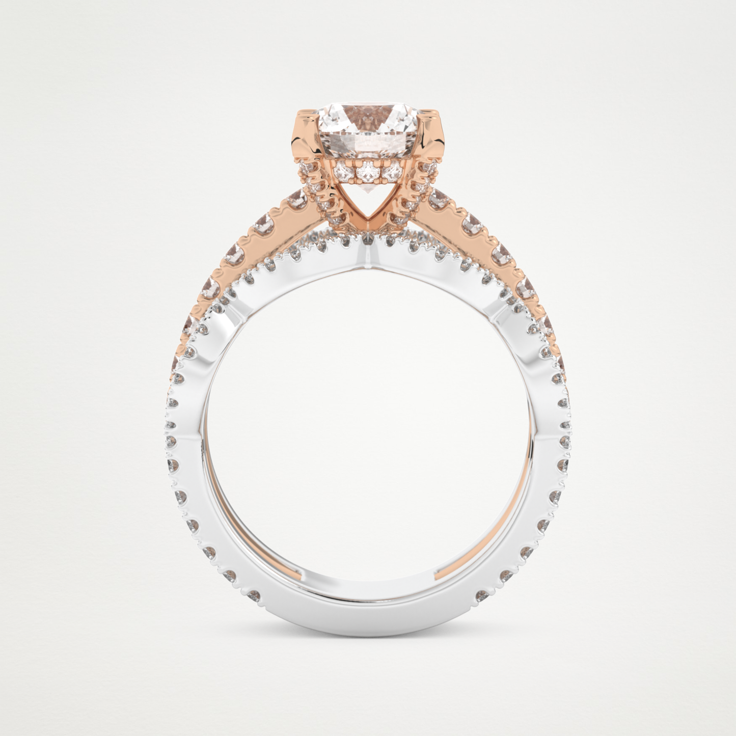 Round Triple Pave Lab Grown Diamond Engagement Ring