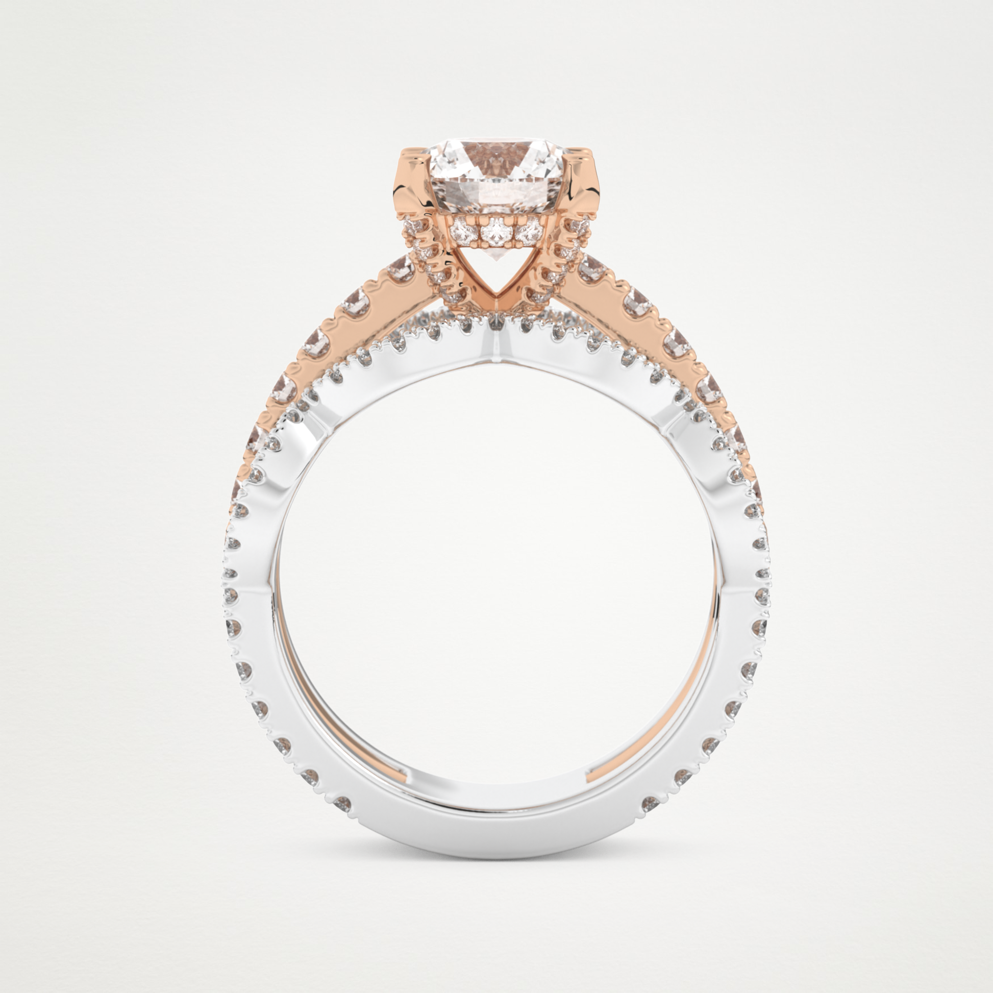 Round Triple Pave Lab Grown Diamond Engagement Ring