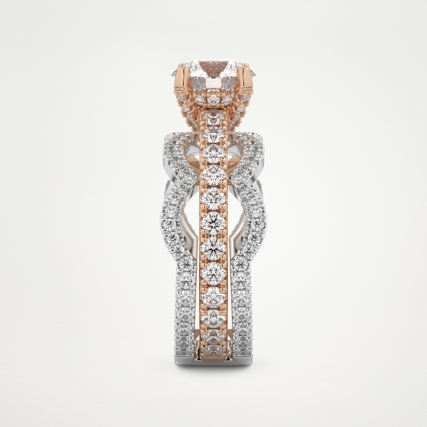 Round Triple Pave Lab Grown Diamond Engagement Ring