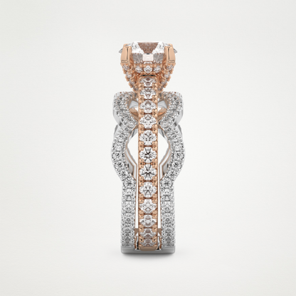 Round Triple Pave Lab Grown Diamond Engagement Ring