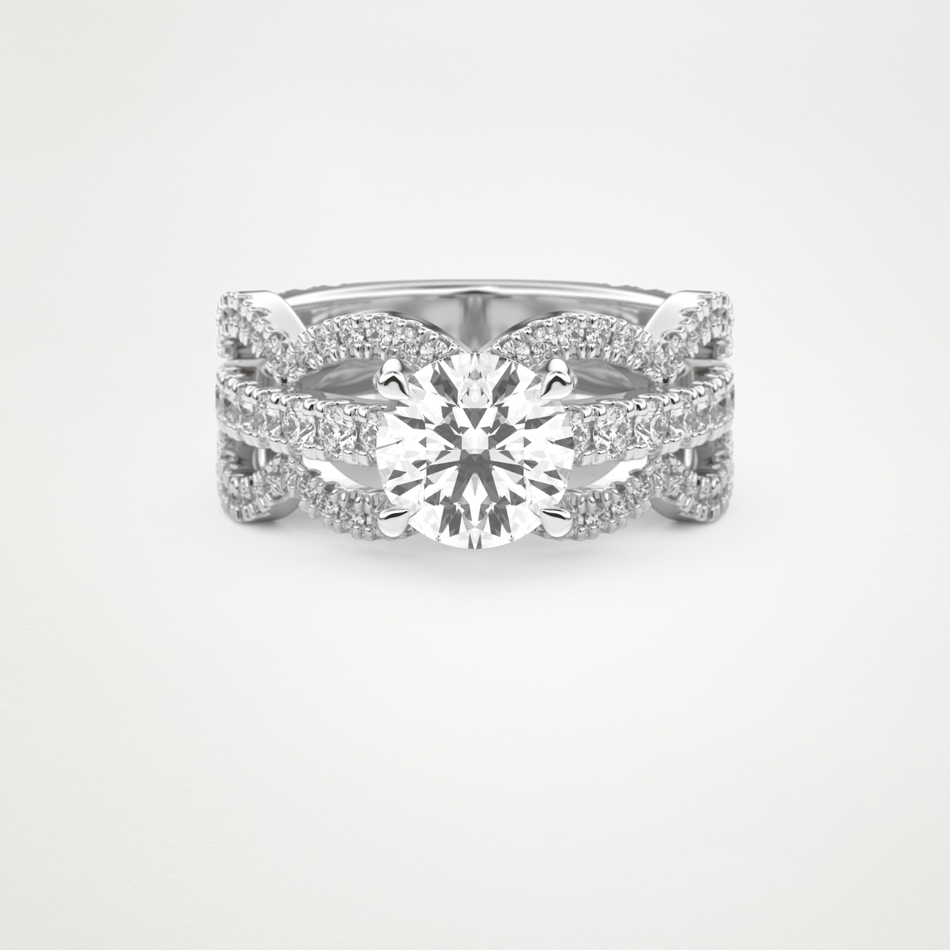 Round Triple Pave Lab Grown Diamond Engagement Ring