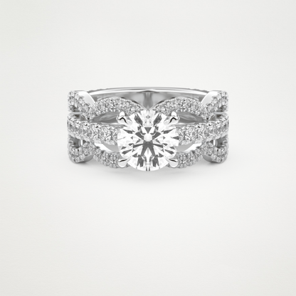 Round Triple Pave Lab Grown Diamond Engagement Ring