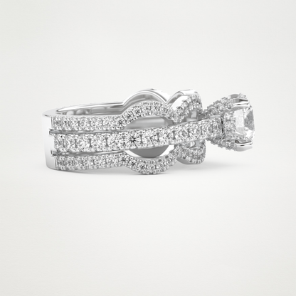 Round Triple Pave Lab Grown Diamond Engagement Ring
