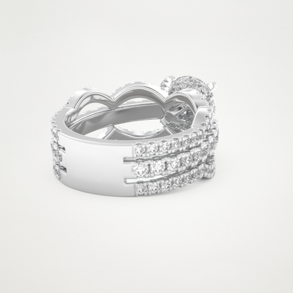 Round Triple Pave Lab Grown Diamond Engagement Ring